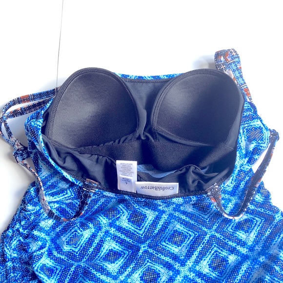 NEW CROFT & BARROW Tankini Swimsuit Top Blue Size6 - Picture 8 of 16